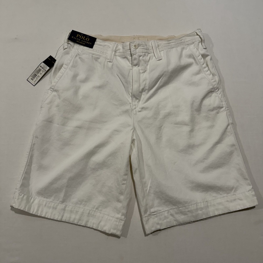 NWT Polo Ralph Lauren Mens Shorts 32 White Relaxed Fit Chino Cotton Flat Front